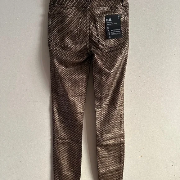 PAIGE DENIM Metallic Snake Gold Skinny Pant $128 SIZE 24 WOMEN'S 0 00 Alt Emo - Picture 5 of 6